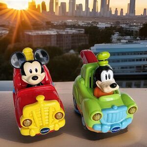 VTech Go! Go! Smart Wheels Disney Goofy Tow Truck And Mickey Fire Truck Lot 2